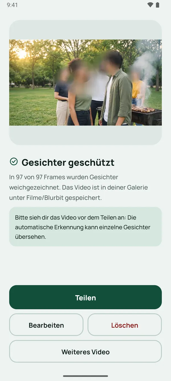 Fertig bearbeitetes Video mit verpixelten Gesichtern