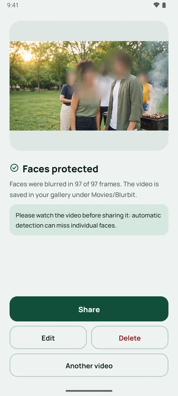 Finished video with blurred faces